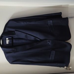 Tahari Size 24 Navy Blue Satin Blazer